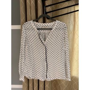 Button down - white and dark blue print